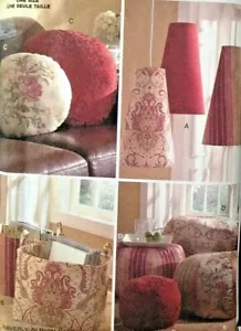 Butterick 5230 Sew Pattern Pillow Lamp Shade Storage Container Pouf Footstool - Picture 1 of 3