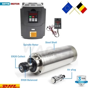 『DE』2.2KW Water cooled Spindel VFD Fräsmaschine Motor kit ER20 24000rpm 80mm 8A - Bild 1 von 17