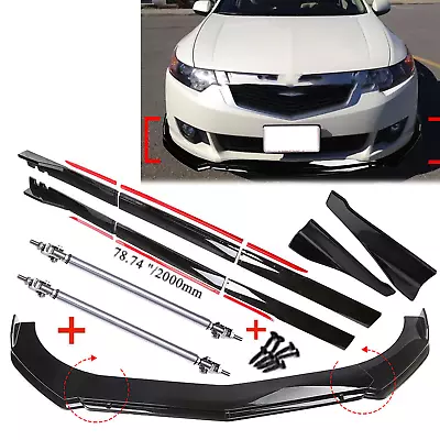 For Acura TSX Front Bumper Splitter Spoiler Body Kit Side Skirt Rear Lip+Rod — 第 1/4 张图片