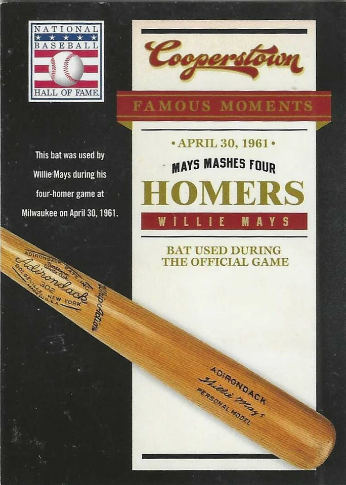 WILLIE MAYS PANINI COOPERSTOWN FAMOUS MOMENTS #15 MAYS MASHES FOUR - Image 1 of 1