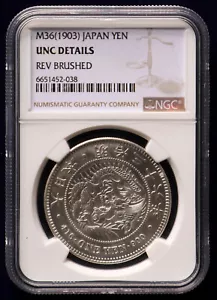 Giappone, M36 (1903), 1 Yen Meiji anno 36 NGC UNC Dettagli Drago/Argento - Foto 1 di 4