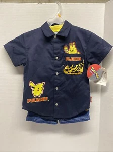VTG 2001 Pokémon Kids 3 Piece Suspender Pikachu Playsuit Shirt Shorts Kmart S 4 - Picture 1 of 9