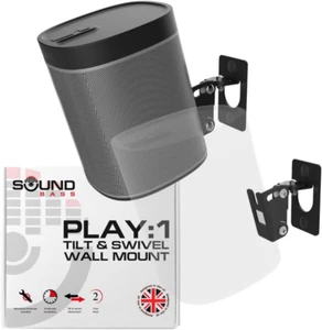 Play 1 Wall Mount, Black, Pair, Compatible with Sonos Play:1 Only, Twin Pack, Ad - Picture 1 of 12