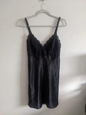 Oscar De La Renta Pink Label Black Lace Trim Baby Doll Chemise - Small - Image 1 of 4