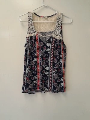 Camiseta sin mangas floral azul talla mediana de sombra de ojos para mujer Foto 1 de 2