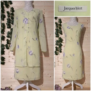 Jacques Vert Dress & Jacket Size 12 Lilac Floral Special Occasion Wedding - Picture 1 of 16