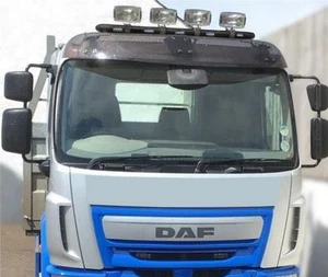 Black Stainless Steel Roof Bar A +Jumbo Oval Spots + LEDs For DAF LF 2014+ Truck - Picture 1 of 12