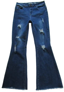 WBB YMI Mid Rise Flare Leg Denim Jeans Gr. 13 / 31 - W 32" Schrittlänge 32" - Distressed - Bild 1 von 6