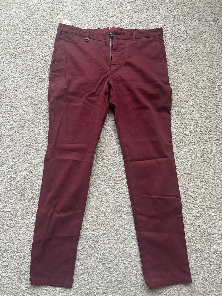 Pantalones chinos Ermenegildo Zegna borgoña ajustados - para hombre talla 50 IT / 32-34 EE. UU. Foto 1 de 4