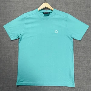 Camiseta Ma Strum Para Hombre Talla Mediana Turquesa Cuello Redondo Logo Bordado Portugal - Imagen 1 de 10