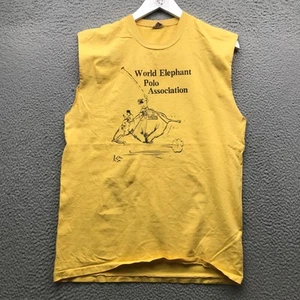 Vintage 70s 80s World Elephant Polo Association Nepal Sleeveless Shirt Men's XL - Picture 1 of 7