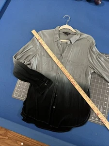 Camicia donna Rock & Republic taglia L grigio ardesia/nero trasparente manica a rullo rayon - Foto 1 di 10