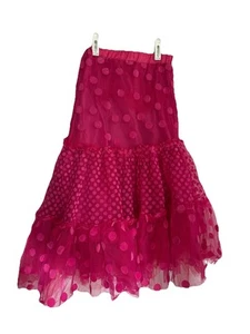 B. Lulu Pink Below Knee Skirt Sz6 Ruffle Polka Dotgirls 6 Check Measurements - Picture 1 of 4