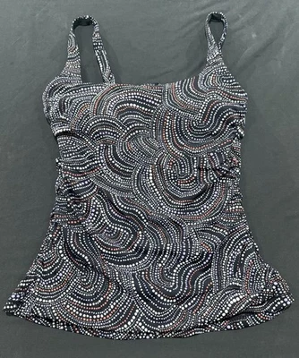 Sujetador de cuello cuadrado ATHLETA talla 36 B/C copa Tankini Top rico abstracto negro Foto 1 de 4