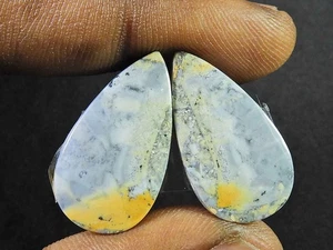 22Cts. Natural Maligano Jasper (13mm X 24mm each) Pear Cabochon Match Pair T792 - Picture 1 of 9