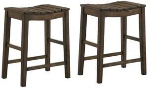 Whitcombe 24" Dark Oak Wood Counter Stools Set of 2 - Picture 1 of 1