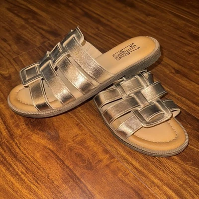 Miz Mooz Leather Fisherman Gold/Metallic Slide Sandals Women’s Sz EU 38/US 7.5 - Image 1 of 4