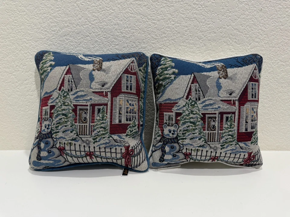 Set of 2 Fashion Classics Tapestry Winter House Throw Pillows – Made in USA, 14" - Image 1 of 4