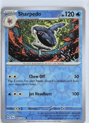 Sharpedo (043/162), SV05: Temporal Forces, Reverse Holo, Uncommon - Image 1 of 2