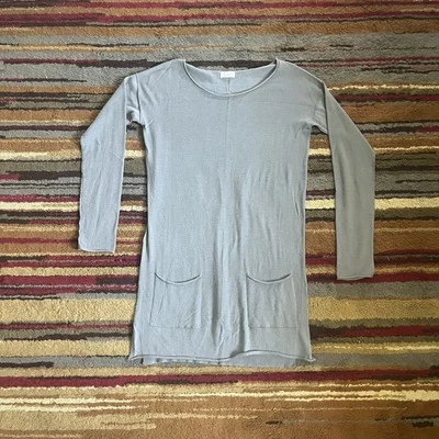 Suéter Club Monaco Mujer Gris Medio Cachemira Manga Larga Túnica Bolsillos Suave Foto 1 de 4