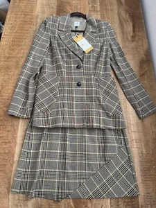Cabi Women's Pastime Blazer Skirt Suit Set Plaid Brown Business Church 4/Medium - Picture 1 of 23