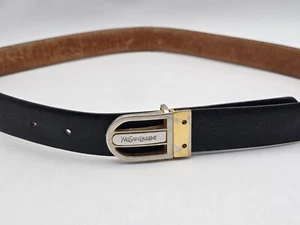 Cinturón de vestir vintage Yves Saint Laurent YSL reversible de cuero marrón negro 32"-36" - Imagen 1 de 14