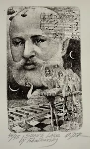 OLEG DERGACHOV: Exlibris Swan´s Lake by Tchaikovsky b/w - Imagen 1 de 2