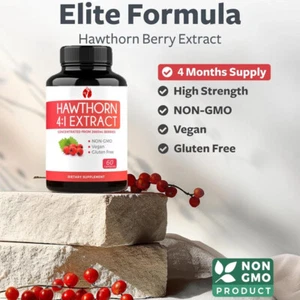 Hawthorn Fruit Capsule Supplement -2660mg Fresh Hawthorn Fruit Concentrate - Picture 1 of 4