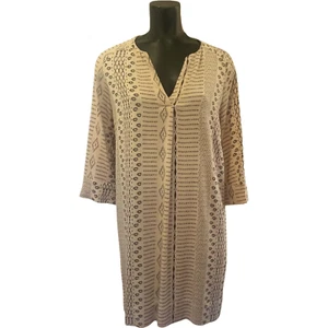 Vestido camisero para mujer Noa Noa talla 10 beige geométrico manga 3/4 hasta la rodilla cuello en V - Imagen 1 de 12