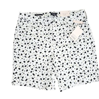 NYDJ Ella Lift & Tuck 5 Pocket Denim Shorts Ellensburg Cream Blk/Tan Pattern 16 - Image 1 of 4