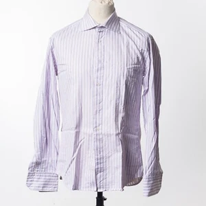 STENSTROMS Dress Shirt Purple Striped Poplin Cotton Men's 40/15.75 - Picture 1 of 5