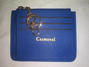 Leather Card ID Holder Minimalist Slim Pocket Wallet Coin Purse Blue 110mmx89mm - Foto 1 di 3