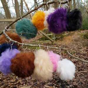 100% Alpaca Fur PomPom Keyring Key Chain Llama Bag Charm -Many Colours Gift Idea
