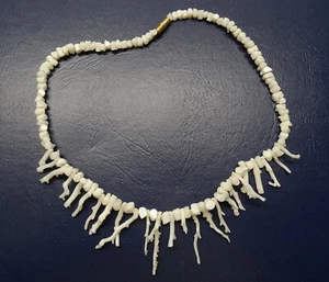 Vintage Natural White ANGELSKIN BRANCH CORAL w/ Pinkish Hue 16" Strand Necklace - Picture 1 of 7
