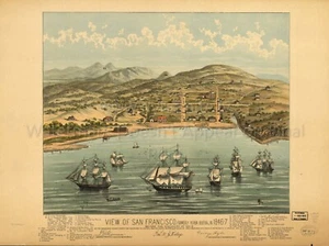 Vintage Map View of San Francisco 1884 USA POSTER PRINT WALL DECOR - Picture 1 of 1