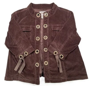 AMX Mujer Años 90 Y2K Pana Nehru Chaqueta Ojales Manga Larga Marrón Talla 2X Plus - Imagen 1 de 6
