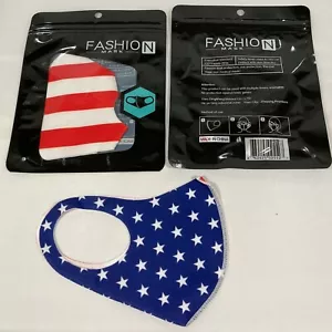 Lote de 12 máscaras faciales de tela lavables reutilizables con orejeras bandera de Estados Unidos con orejeras - Imagen 1 de 1