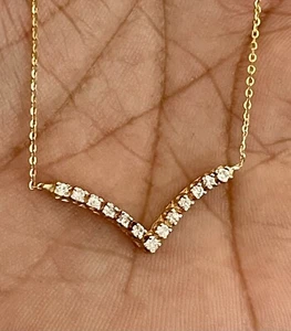 14K Yellow Gold 1/4CTW Diamond Necklace 18 Inches (FL199) - Picture 1 of 6