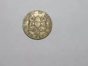 Old Kenya Coin - 1969 10 Cents - Circulated, discolored, rim dings - Picture 1 of 2