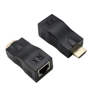 2 Pcs Set HDMI Signal Extender to RJ45 Over Cat 5e/6 Network Ethernet Adapter ST - Picture 1 of 8