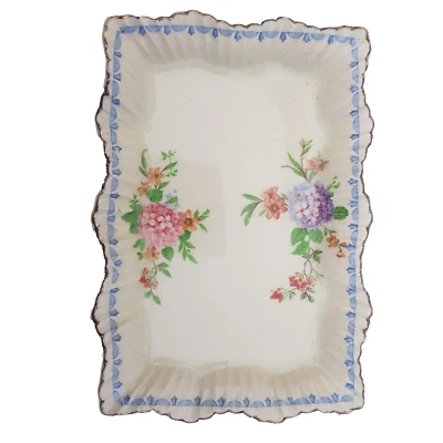 J&G Meakin flowers tray plate England Rectangular fluted scalloped 391413 - Image 1 of 4