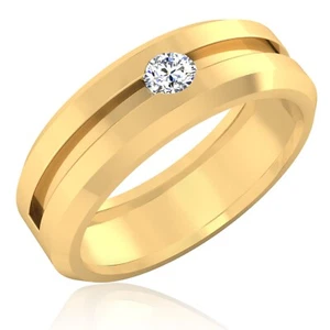 IGL Certified Men's Wedding Band 0.21 Ct Round Natural Diamond 14K Yellow Gold - Picture 1 of 6