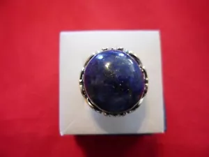 Lapis Lazuli, Blue Austrian Crystal YG Overlay & Stainless Steel Statment Ring - Picture 1 of 7