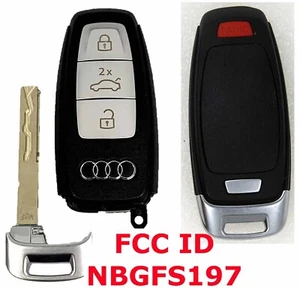 OEM AUDI A3 Keyless Remote Fob Silver 4 2X Button cut Key NBGFS197 MODEL FS197 - Picture 1 of 2