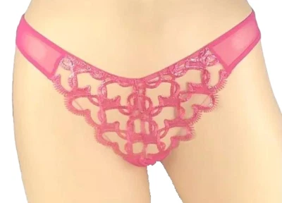 VICTORIA'S SECRET OPEN BACK HEART EMBROIDERED BRAZILIAN THONG PANTY XS S M L XL - Image 1 of 2