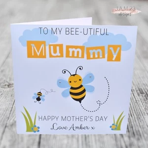 Personalised Mummy Bee Happy Mother's Day Card - Picture 1 of 8