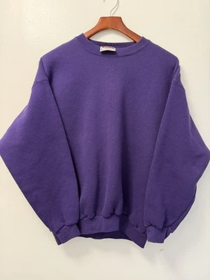 LEVI Strauss Purple Brittania Sweatshirt Crew LARGE USA Made Blank Pullover Y2K - Image 1 of 4