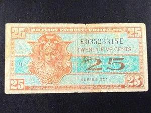 1954 U.S. 25 Cents Military Payment Certificate Series 521  P#M31  SPC1598 - Picture 1 of 2
