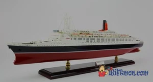 MS QUEEN ELIZABETH II QE2 BARCO DE PASAJEROS ILUMINADO 39" MODELO TOTALMENTE CONSTRUIDO CON SOPORTE - Imagen 1 de 12