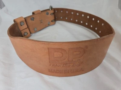 Cinturón de levantamiento de pesas de cuero DP vintage años 80 talla M 34"-38" hecho en EE. UU. Foto 1 de 4